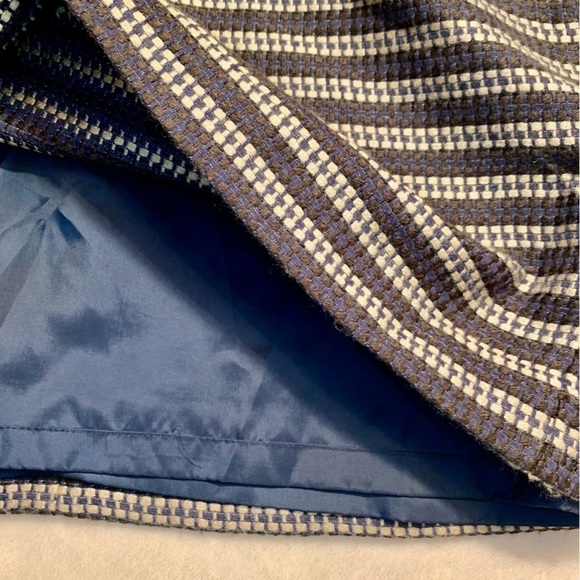 LOFT Mini Skirt Size 2 Blue Tan Black Woven Acrylic Cotton Full Lining Back Zip - Picture 7 of 12